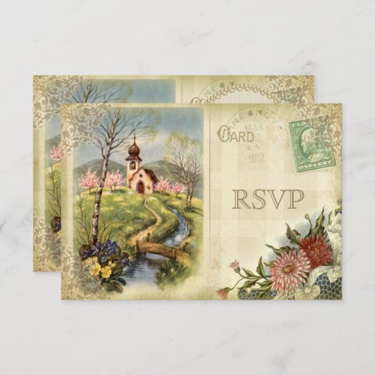 Niedliche Vintage UAWG Wedding RSVP Karte (Vorne/Hinten)