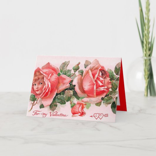 niedliche Vintage Valentine-Blume Feiertagskarte (Vorderseite)