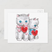 Niedliche Vintage Valentine Weiße Katzen Feiertagspostkarte (Vorne/Hinten)