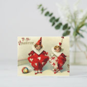 Niedliche Vintage Valentinin-Clowns Feiertagspostkarte (Stehend Vorderseite)