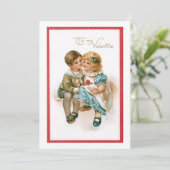 Niedliche Vintage Valentinskinder Feiertagskarte (Stehend Vorderseite)
