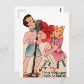 niedliche Vintage Valentinstatik Postkarte (Vorne/Hinten)