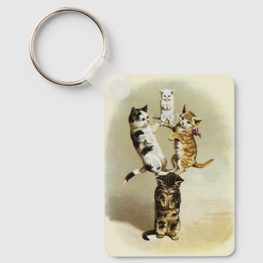 Niedliche Vintage Viktorianische Katzen Kätzchen s Schlüsselanhänger (Vorderseite)