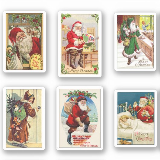 Niedliche Vintage Viktorianische Weihnachtskarten Aufkleber (Vorderseite)