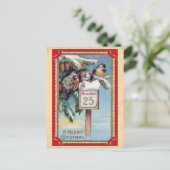 Niedliche Vintage Vögel Frohe Weihnachten Postkarte (Stehend Vorderseite)