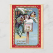 Niedliche Vintage Vögel Frohe Weihnachten Postkarte (Vorderseite)