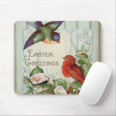 Niedliche Vintage Vögel Ostergrüße Mousepad (Mit Mouse)