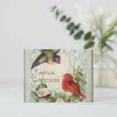 Niedliche Vintage Vögel Ostergrüße Postkarte (Stehend Vorderseite)