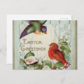 Niedliche Vintage Vögel Ostergrüße Postkarte (Vorne/Hinten)