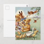 Niedliche Vintage Waldtiere Postkarte (Vorne/Hinten)