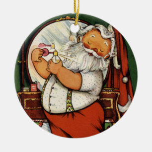 Niedliche Vintage Weihnachtsmann Keramik Ornament