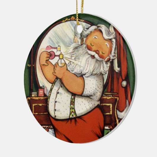 Niedliche Vintage Weihnachtsmann Keramik Ornament (Links)