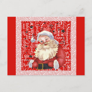 Niedliche Vintage Weihnachtswörter Candy Cane Postkarte