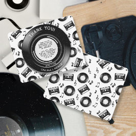 Niedliche Vinyl Record- und Cassette Tape Retro-Mu Dankeskarte