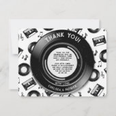 Niedliche Vinyl Record- und Cassette Tape Retro-Mu Dankeskarte (Vorderseite)