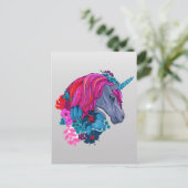 Niedliche Violet Magic Unicorn Fantasy Illustratio Postkarte (Stehend Vorderseite)