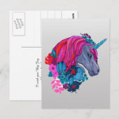 Niedliche Violet Magic Unicorn Fantasy Illustratio Postkarte (Vorne/Hinten)