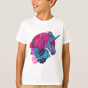 Niedliche Violett Magic Unicorn Fantasy Illustrati T-Shirt