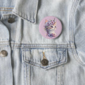 Niedliche Violett Wasserfarbe Katze mit Flora Button (Beispiel)