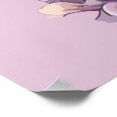 Niedliche Violett Wasserfarbe Katze mit Flora Poster (Ecke)