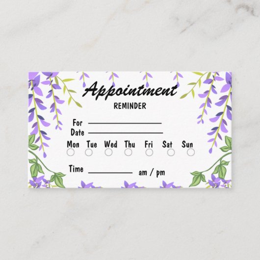 Niedliche violette Blumen Botanische Erinnerung fü Terminkarte (Vorderseite)