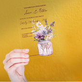 Niedliche violette Blumen in Mason Jar Blumenzehen Acryleinladungen