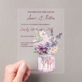 Niedliche violette Blumen in Mason Jar Blumenzehen Acryleinladungen (Insitu (Handheld))