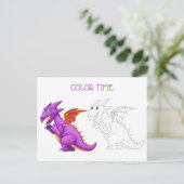 Niedliche violette dunkelorangefarbene Drachenfarb Postkarte (Stehend Vorderseite)