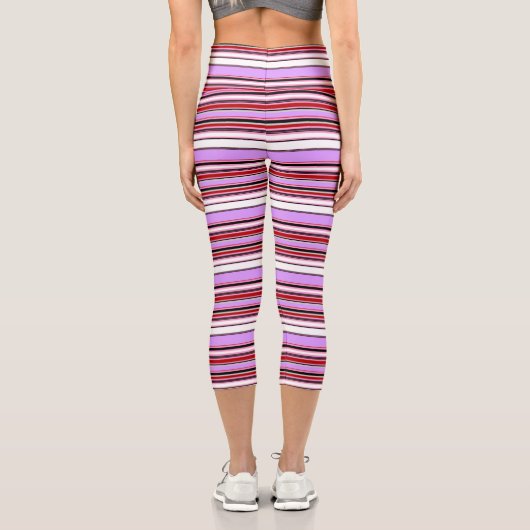Niedliche violette Streifen Capri Leggings (Rückseite)