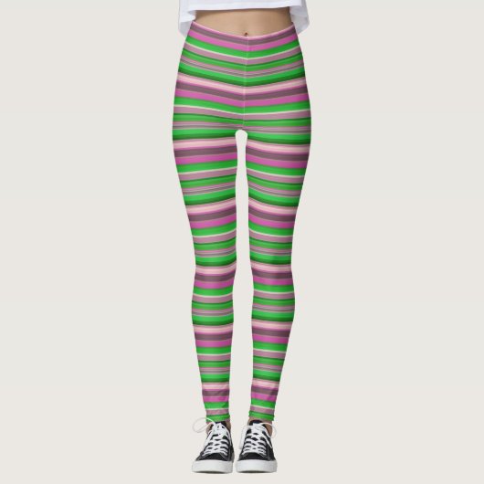 Niedliche violette Streifen Leggings (Vorderseite)