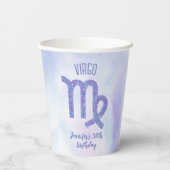 Niedliche Virgo Lila Astrologie Geburtstagsparty Pappbecher (Rückseite)