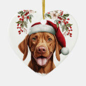 Niedliche Vizsla Dog Holly Berry Weihnachten Keramik Ornament (Vorne)