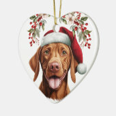 Niedliche Vizsla Dog Holly Berry Weihnachten Keramik Ornament (Links)