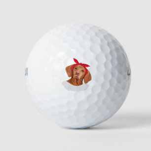 Niedliche Vizsla mit Kopftuch Golfball