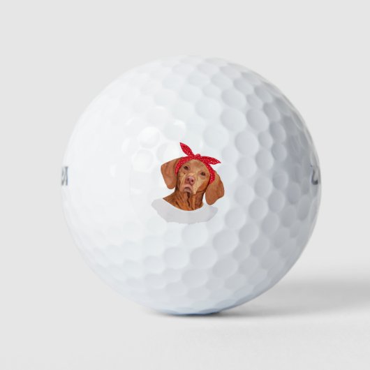 Niedliche Vizsla mit Kopftuch Golfball (Vorderseite)