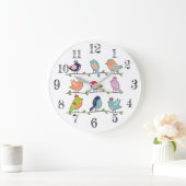 Niedliche Vögel auf der Drahtseilenzüge Große Wanduhr (Zuhause)