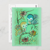 Niedliche Vögel auf der Rose Bush Postkarte (Vorne/Hinten)