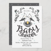 Niedliche Vogel-Babydusche-Einladung mit eigenem T Einladung (Vorne/Hinten)