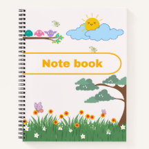 Niedliche Vögel, Blume und Bäume-Notebook