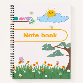 Niedliche Vögel, Blume und Bäume-Notebook Notizblock