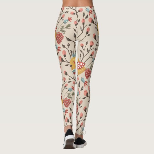 Niedliche Vögel Boho Muster Leggings (Rückseite)