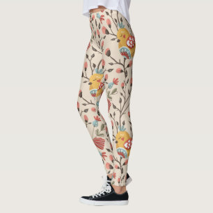 Niedliche Vögel Boho Muster Leggings
