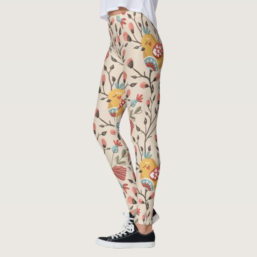 Niedliche Vögel Boho Muster Leggings (Links)