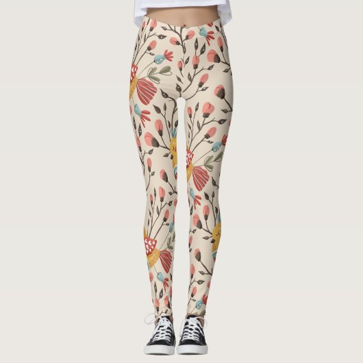 Niedliche Vögel Boho Muster Leggings (Vorderseite)