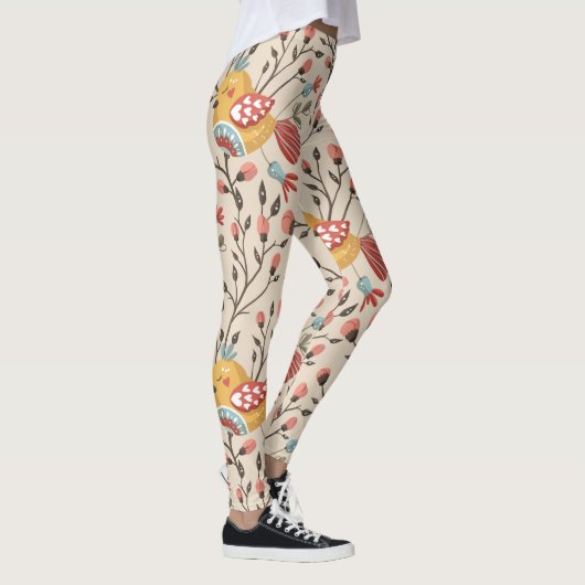 Niedliche Vögel Boho Muster Leggings (Rechts)