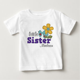 Niedliche Vögel Daisy Blume Little Sister Baby T-shirt