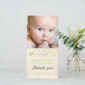 Niedliche Vögel danken Ihnen, Baby-Foto-Schablone Dankeskarte (Stehend Vorderseite)
