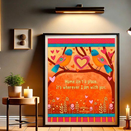 Niedliche Vögel, die Zuhause-Zitat-Inspirivity Ins Poster