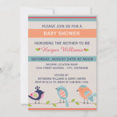 Niedliche Vögel - Einladung zur Kinderdusche (Vorderseite)