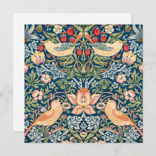 Niedliche Vögel, Erdbeerdiebstahl Vintage Kunst Einladung (Vorne/Hinten)